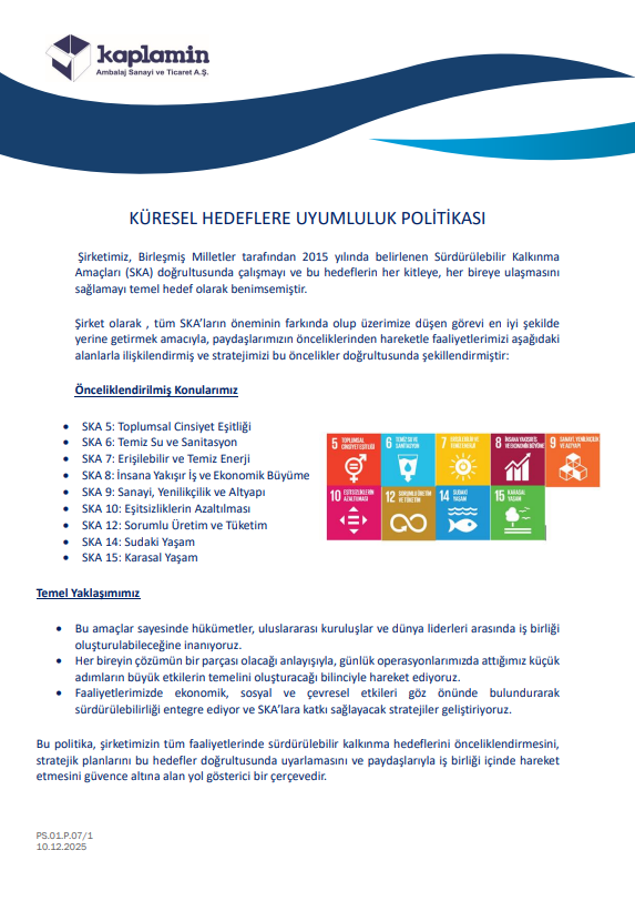 KÜRESEL HEDEFLERE UYUM POLİTİKASI