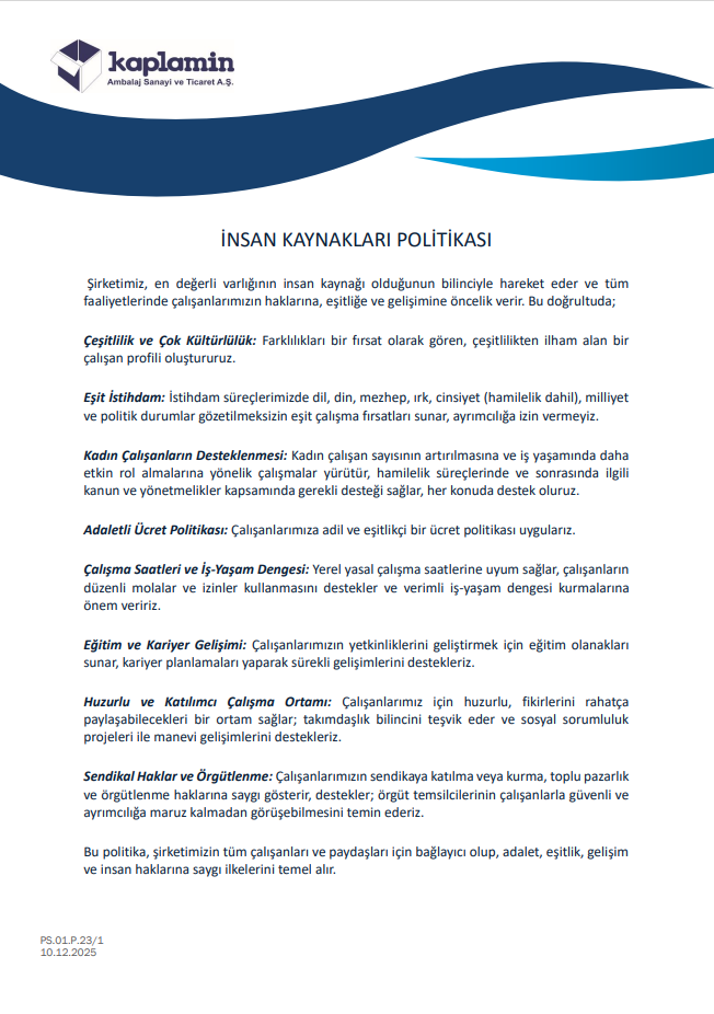 İNSAN KAYNAKLARI POLİTİKASI