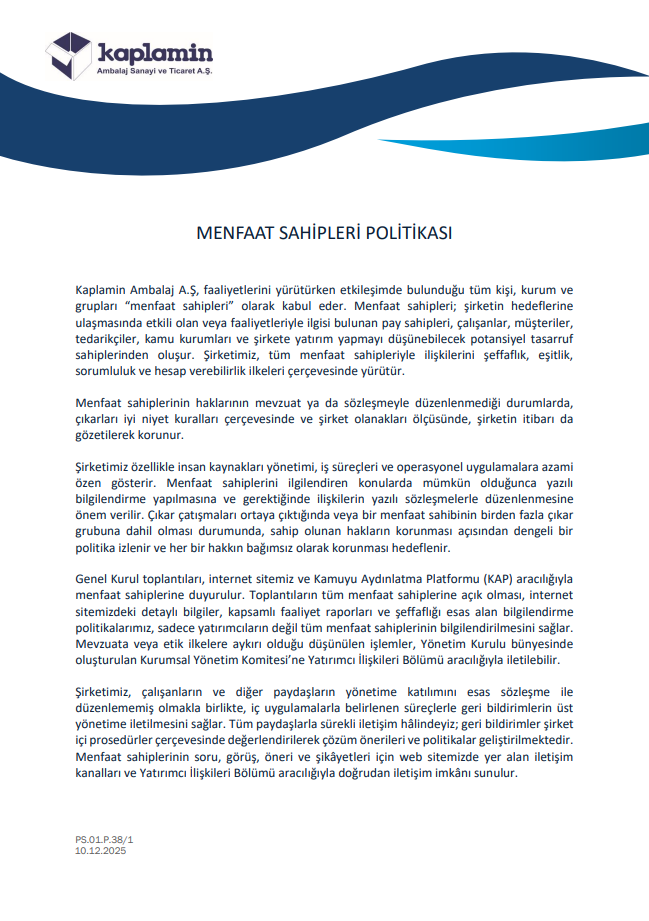 MENFAAT SAHİPLERİ POLİTİKASI