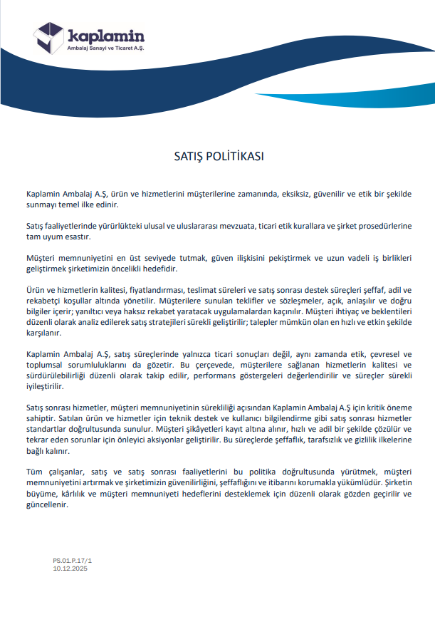 SATIŞ POLİTİKASI