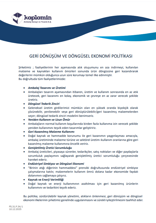 GERİ DÖNÜŞÜM VE DÖNGÜSEL EKONOMİ POLİTİKASI