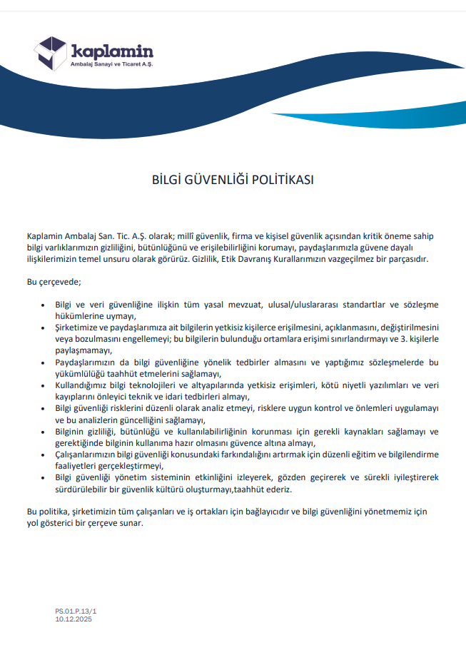 BİLGİ GÜVENLİĞİ POLİTİKASI