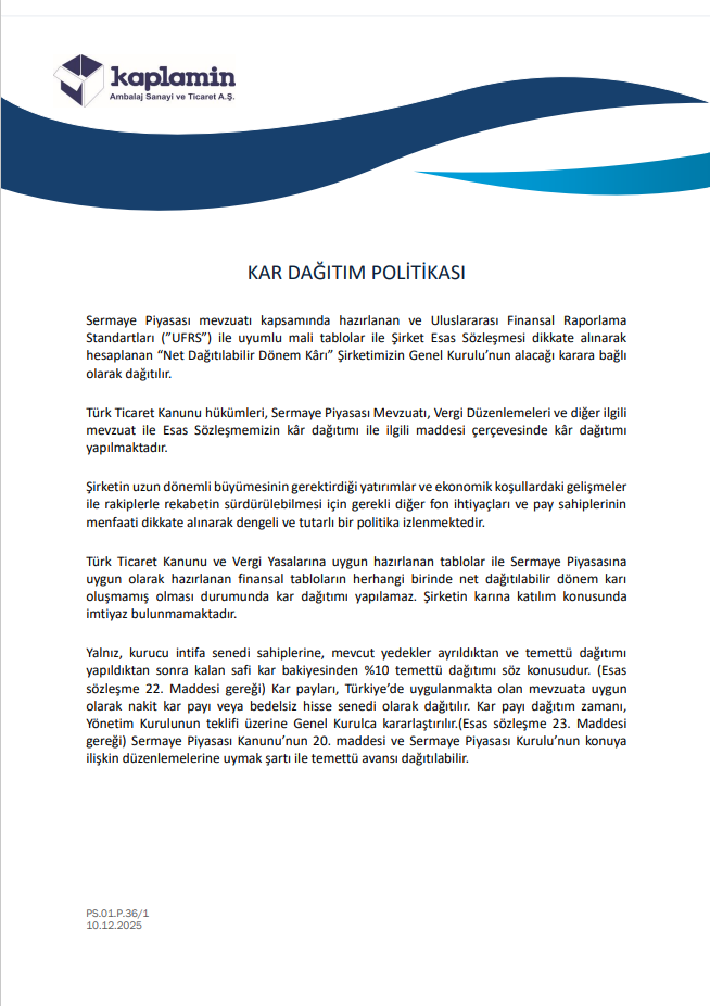 KAR DAĞITIM POLİTİKASI