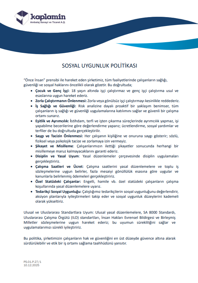 SOSYAL UYGUNLUK POLİTİKASI