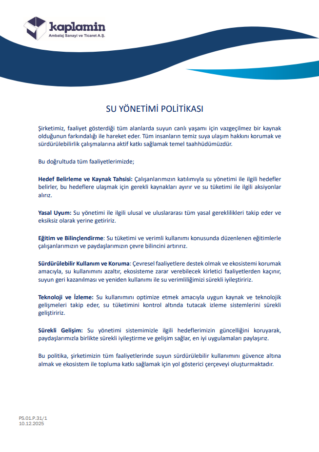 SU YÖNETİMİ POLİTİKASI